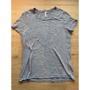 Banana Republic Blouse Top Womens Medium Blue White Stripe Stretch Boat Neck